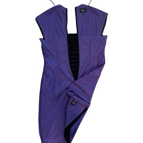 Adrianna Papell Black Purple Sheer Illusion Stripe Cocktail Dress Size 8 - Picture 5 of 7